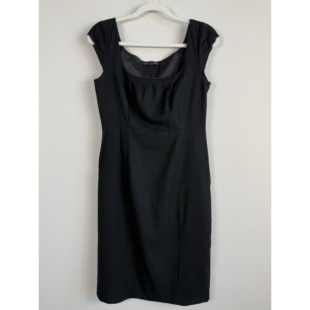 Banana Republic Lightweight‎ Wool Peplum Sheath Black Sleeveless Dress 8